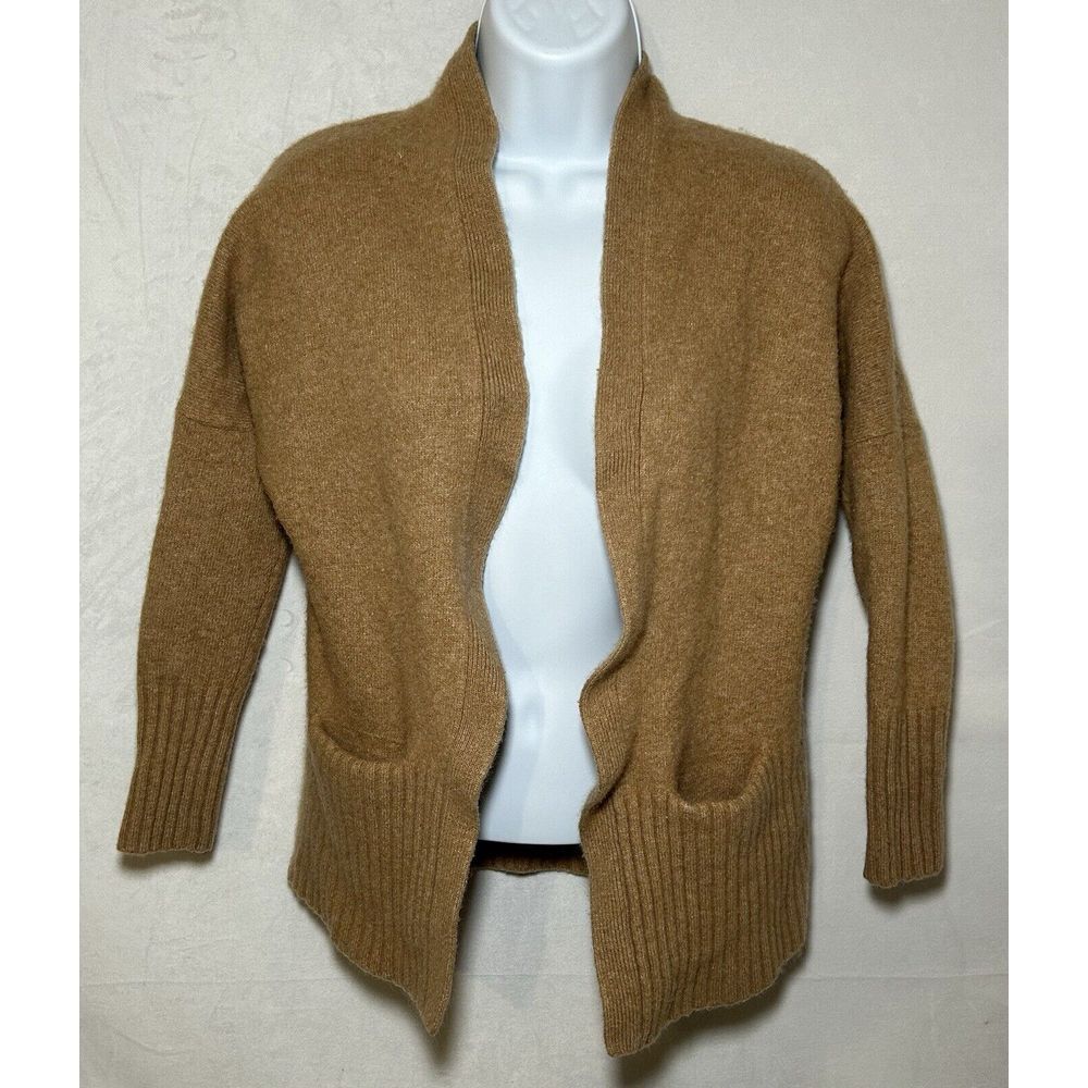 J Crew Women's XS Long Sleeve Brown Wool Cashmere Nylon Open Cardigan Sweater